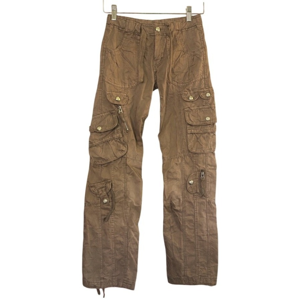 Y2K Low Rise Brown Cargo Pants‎ Small Baggy Utility Gorpcore Bratz Skater Grunge